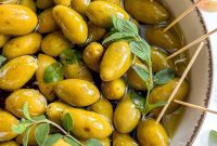 Warm Green Olives Bathed in Balsamic and Olive Oil
