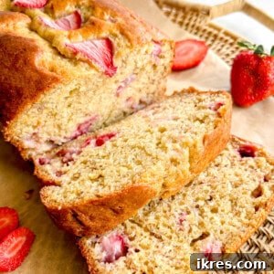 Strawberry Swirl Banana Bread 12 Slices of Strawberry Banana Bread on a plate.