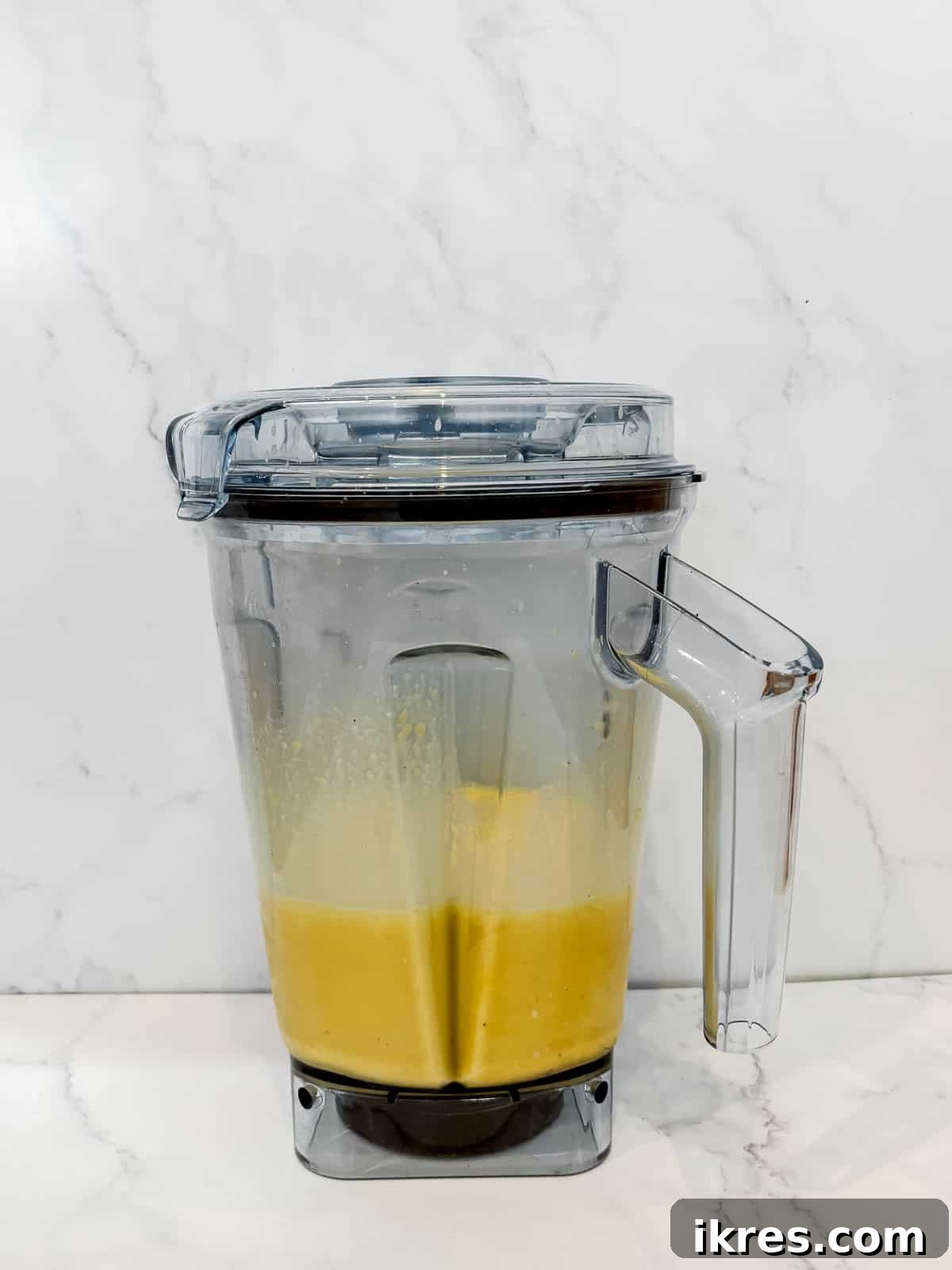Egg bite mixture in a blender.