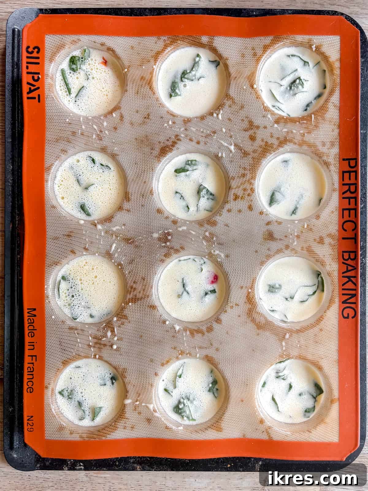 Cottage cheese egg bites before cooking.