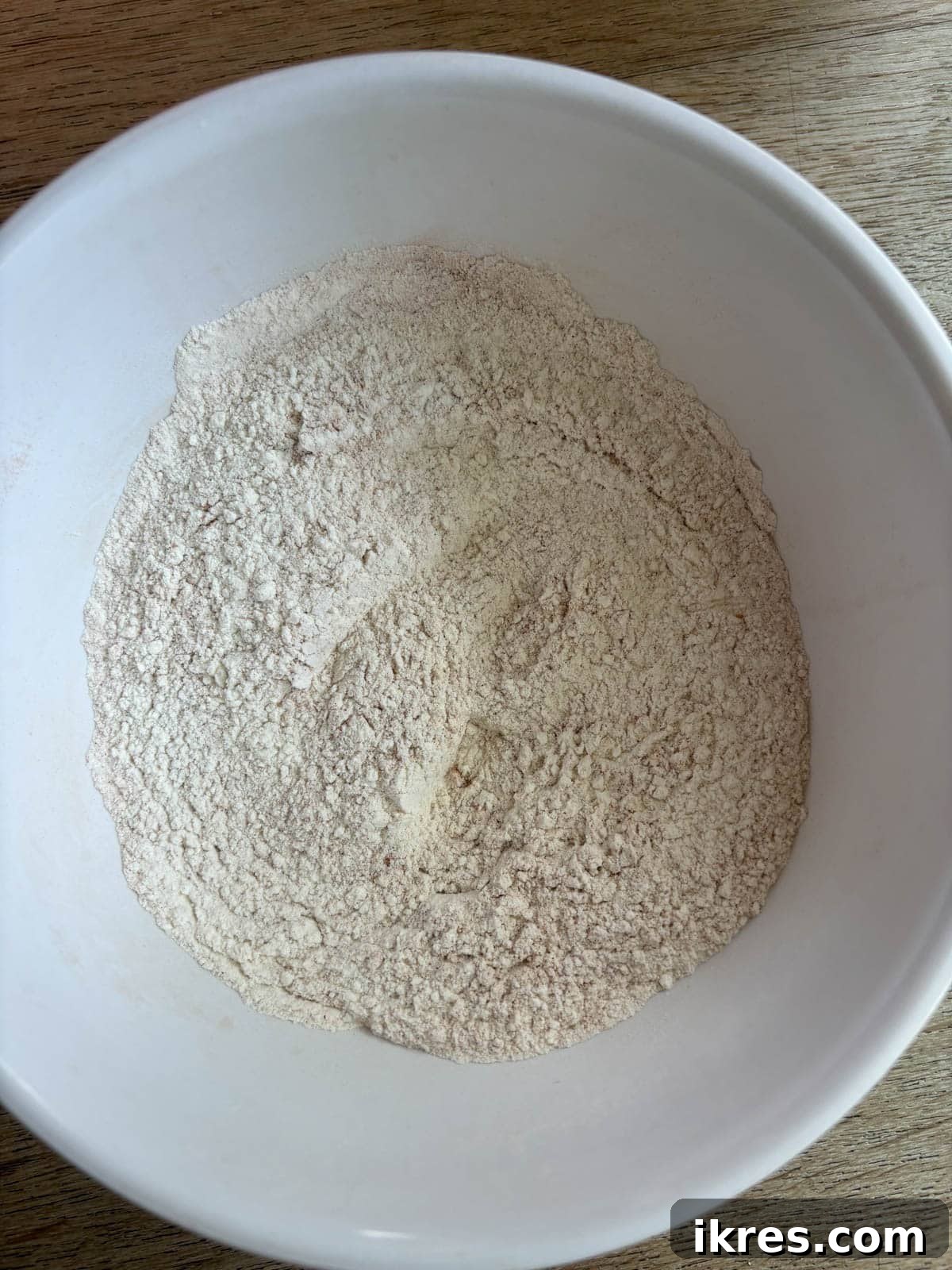 Dry ingredients ready for making Maple Banana Bread with Maple Glaze.