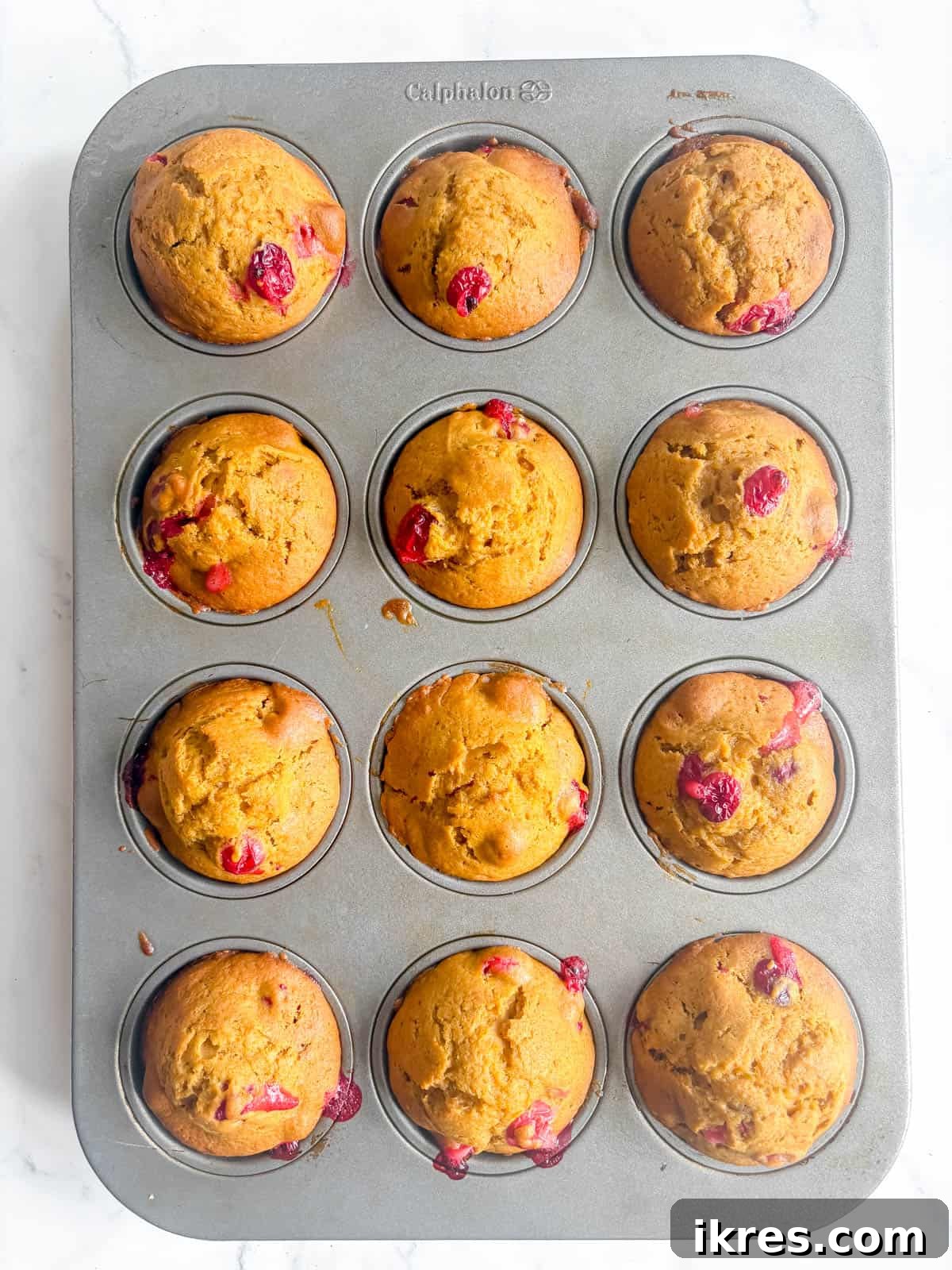 Pumpkin Cranberry Muffins Recipe: Spiced, Moist Fall Treats 9 Pumpkin cranberry muffins after baking.